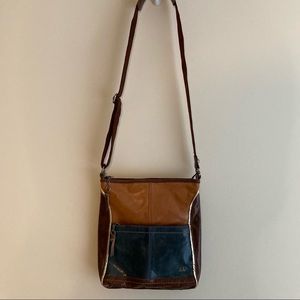 The sak Iris Crossbody Brown & Teal Leather Bag/Purse
